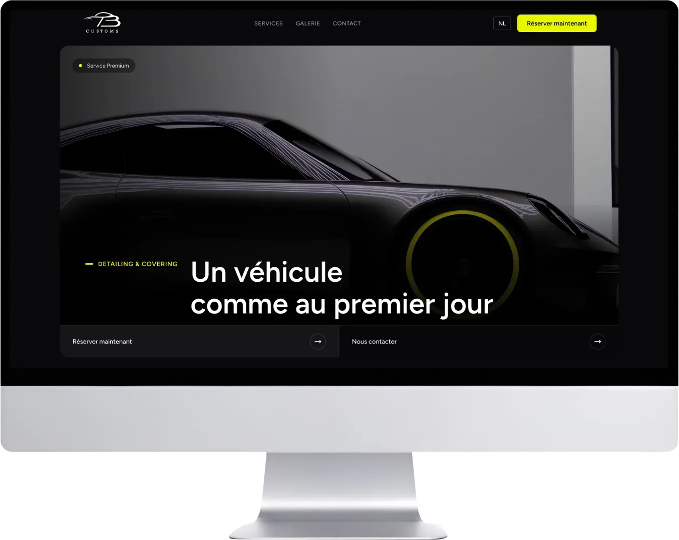 Aperçu du site TB Customs sur ordinateur